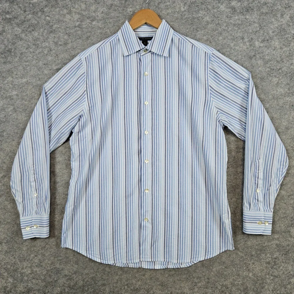 Banana Republic Men's Size S Dress Shirt Blue‎ Striped Long Sleeve 100% Cotton